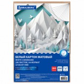 Картон белый А4 немелованный, 200 листов, в коробе, BRAUBERG, 210х297 мм, 116633