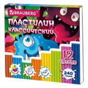 Пластилин классический "МОНСТРИКИ", 12 цв., 240г, СТЕК, ВЫСШЕЕ КАЧЕСТВО, BRAUBERG, 107356