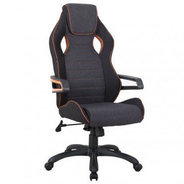 Кресло компьютерное BRABIX "Techno Pro GM-003", ткань, черное/серое, вставки оранжевые, 531813