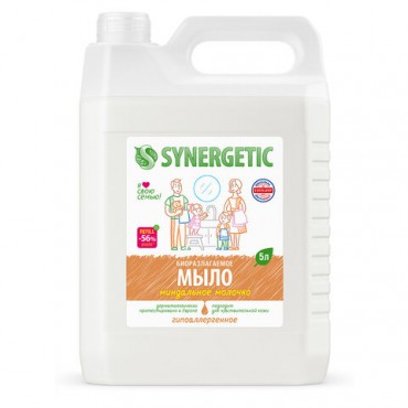 Мыло жидкое 5 л SYNERGETIC "Миндальное молочко", гипоаллергенное, биоразлагаемое, 105506