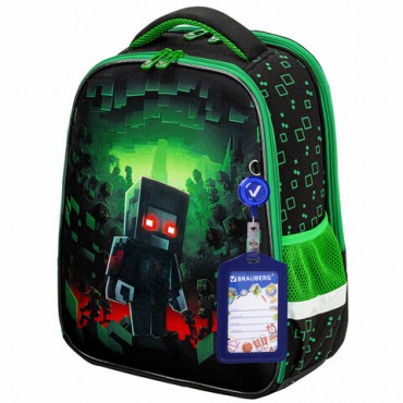 Ранец BRAUBERG FIT, 2 отделения, "Night warrior", 38х27х14 см, 272023