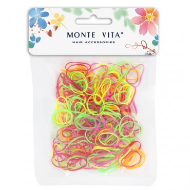 Резинки для волос НАБОР 250 шт., силиконовые, medium size, разные цвета, MONTE VITA, 457065